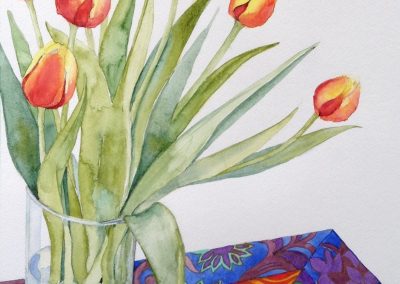 Tulips and Tibetan Brocade